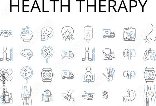 Health therapy line icons collection. Alternative medicine, Complementary medicine, Natural healing, Wellness treatment, Mind-body therapy, Holistic healthcare, Integrative medicine vector and linear
