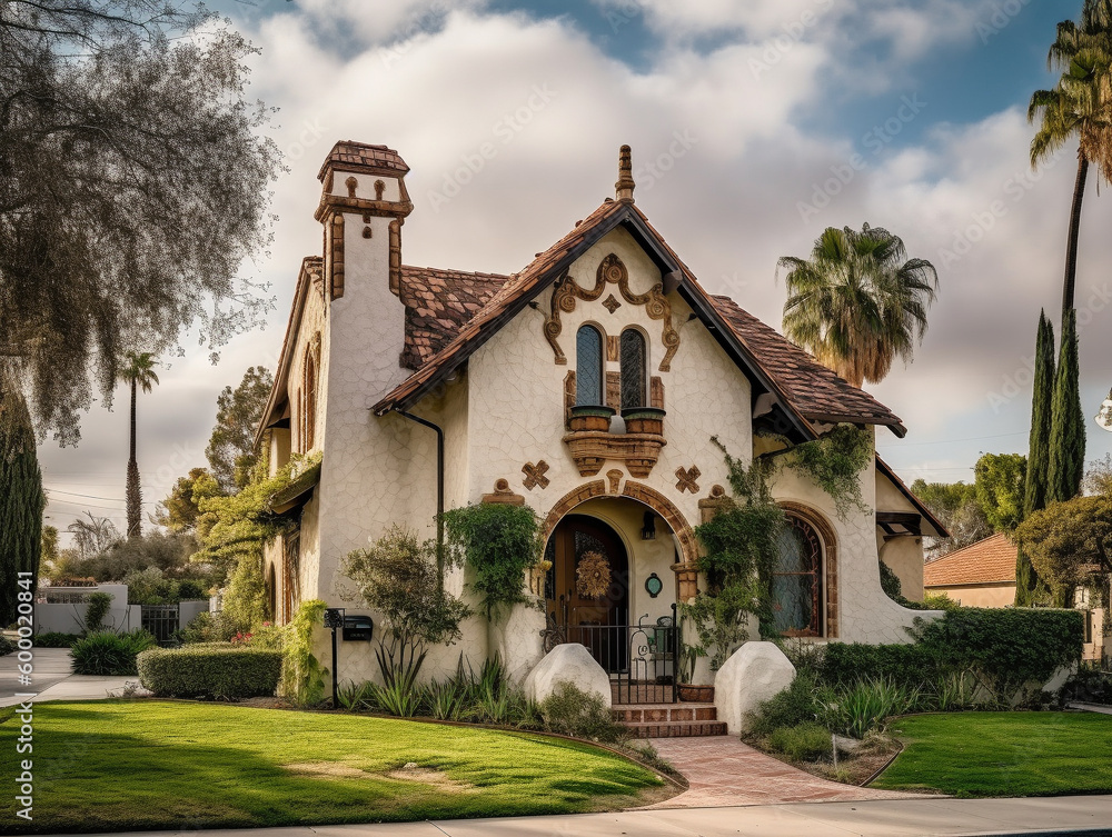A Home with a Mission Revival Architecture Design | Generative AI A Home with a Mission Revival Architecture Design | Generative AI