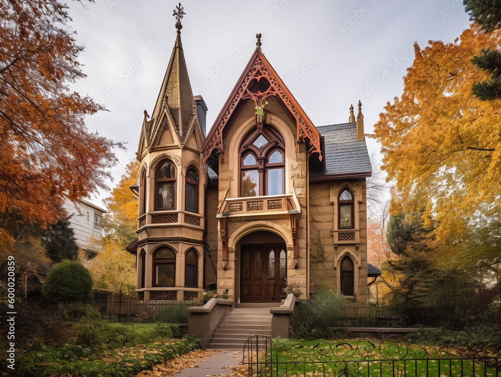A Home with a Neo-Gothic Architecture Design | Generative AI