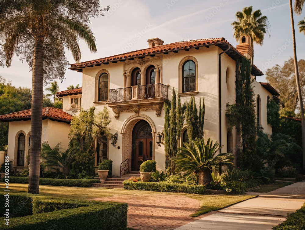 A Home with a Spanish Colonial Architecture Design | Generative AI A Home with a Spanish Colonial Architecture Design | Generative AI