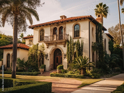 A Home with a Spanish Colonial Architecture Design | Generative AI