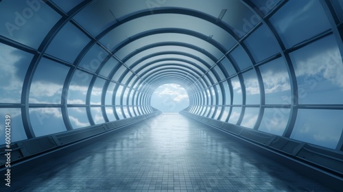 A never-ending tunnel with a beautiful blue sky at the end. Generative ai