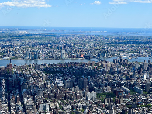 Aerial view of the Williamsburg Bridge in New York City on May 6, 2023.