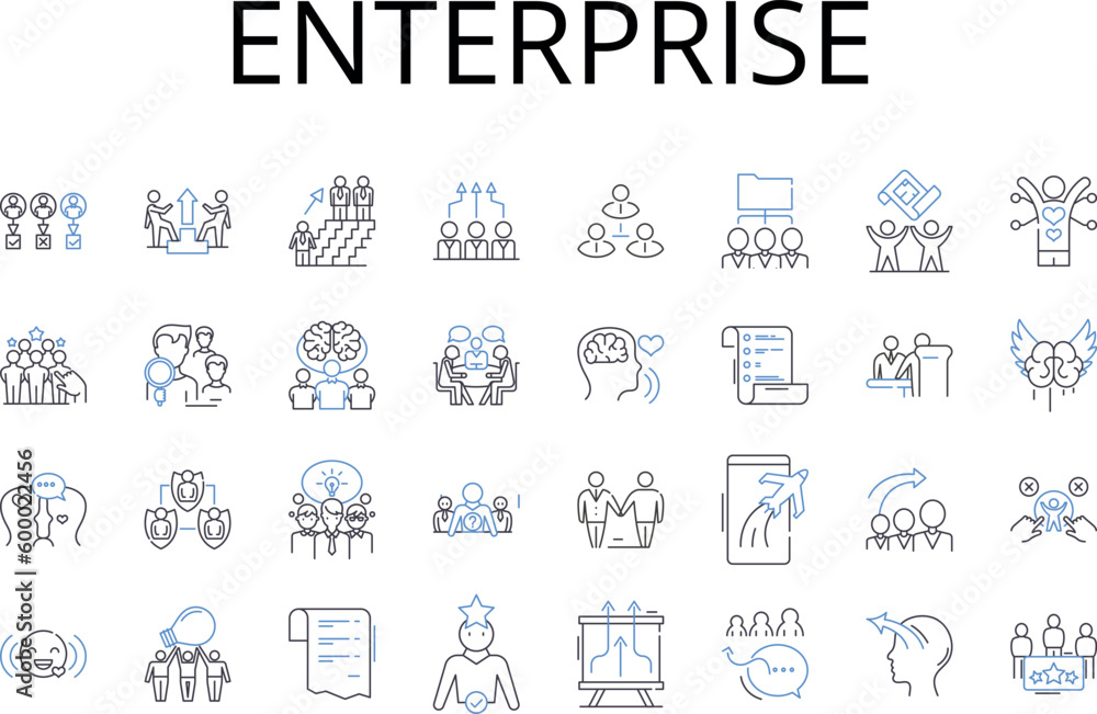 Enterprise line icons collection. Business, Corporation, Company, Organization, Firm, Establishment, Institution vector and linear illustration. Venture,Trade,Commercialism outline signs set Enterprise line icons collection. Business, Corporation, Company, Organization, Firm, Establishment, Institution vector and linear illustration. Venture,Trade,Commercialism outline signs set