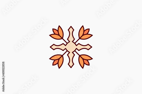 Vector Flat Design Logo. Ornament Logo Design. Geometric Vector Logo Line. Flower Symbol