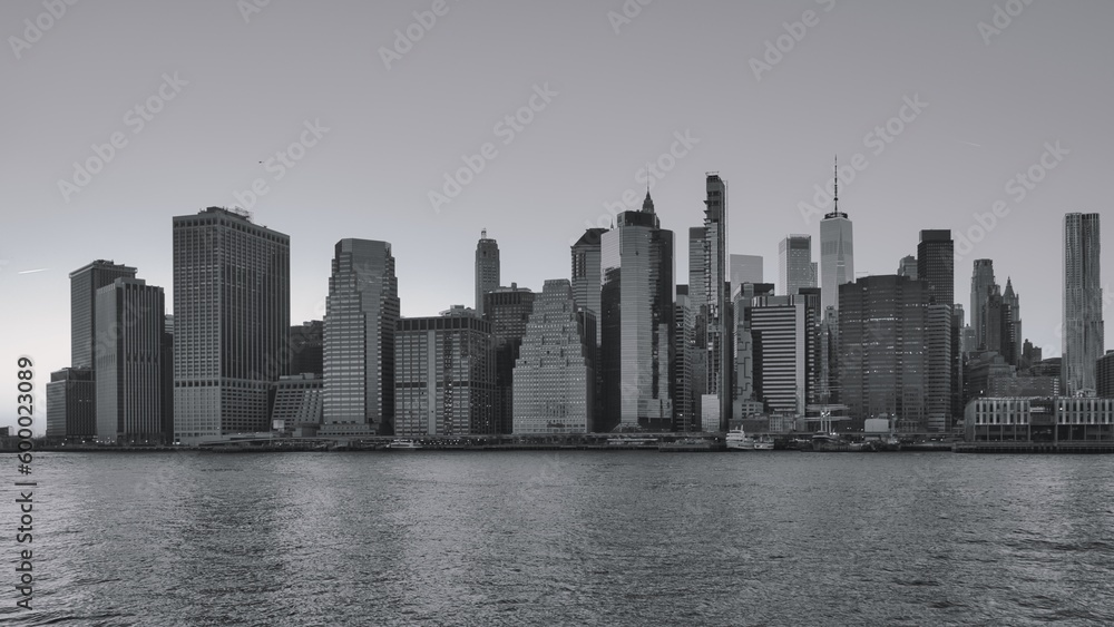 Fototapeta premium Panoramic view of Manhattan skyline from Brooklyn Bridge Park