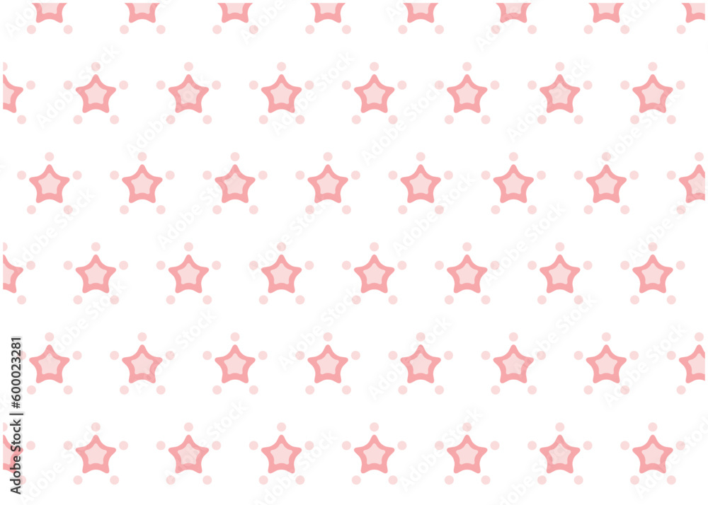 ピンクのかわいい星柄のパターン、背景素材