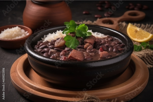 homemade dish of  black bean stew