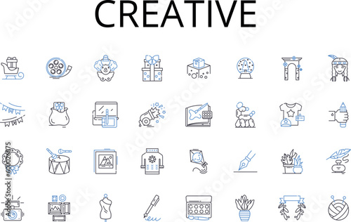 Creative line icons collection. Innovative, Resourceful, Artistic, Imaginative, Original, Inventive, Ingenious vector and linear illustration. Clever,Inspired,Visionary outline signs set
