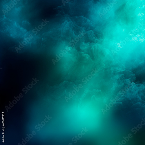 Dark green & blue fog abstract background Generative AI