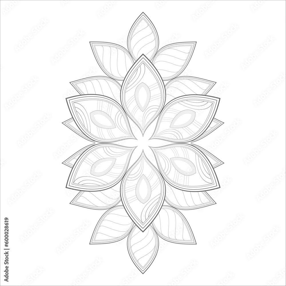 Obraz premium Vector coloring book of flowers for adult, for meditation, relax and fun. attractive flowers design for colouring book in black outline and white background