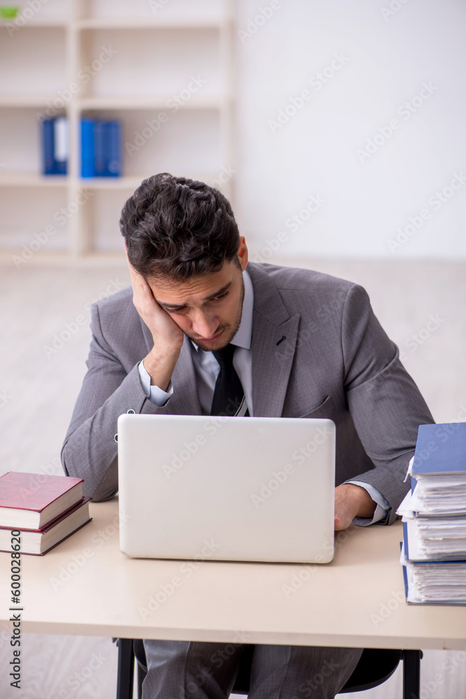 Young male employee working in the office Young male employee working in the office
