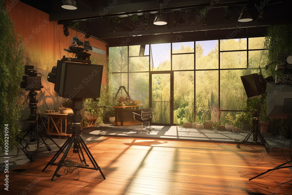 Tv Studio Set With Cameras