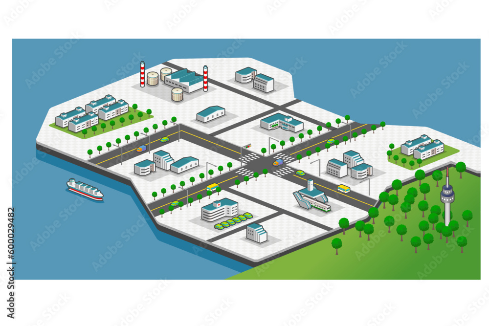 Naklejka premium Desktop Office, Park, Gas station Building Icon Pack.