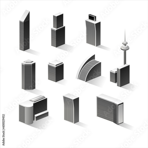 Desktop Office, Park, Gas station Building Icon Pack.