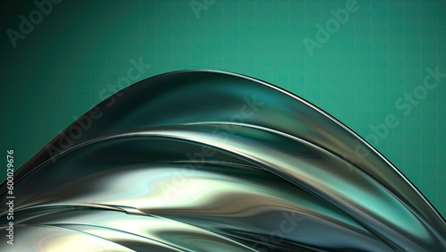 Wallpaper Mural green Bent and twisted metal plate with contemporary art Abstract, Elegant and Modern 3d rendering graphic elements Torontodigital.ca