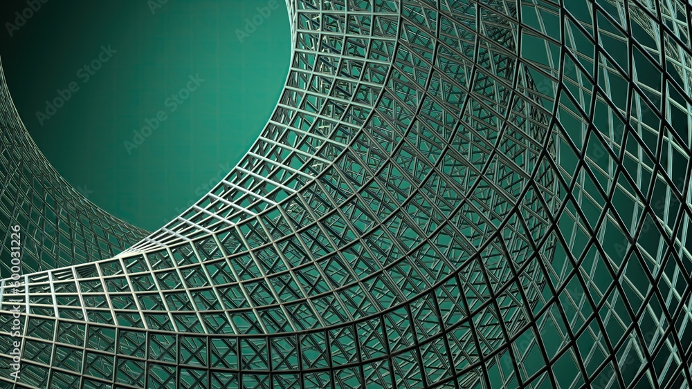 Obraz premium Green Contemporary art-like reticulated plate with bends and twists beautifully rendered. Abstract, Elegant and Modern