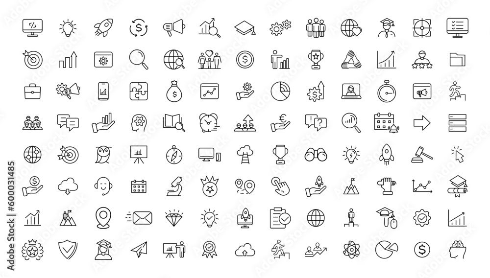 Development & Start up thin line icons set. Development editable stroke icon. Start up symbols collection.