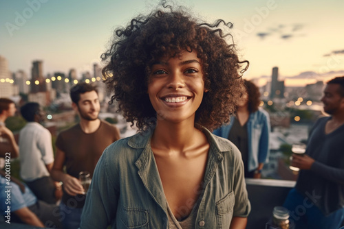 young adult woman on a balc...