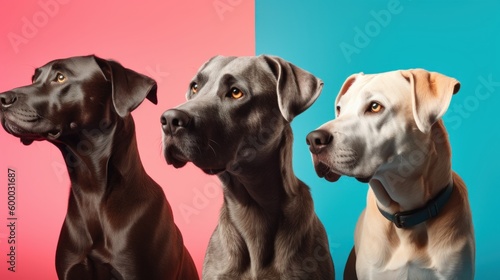  Beautiful Shelter Dogs on Colored Background - Generative AI