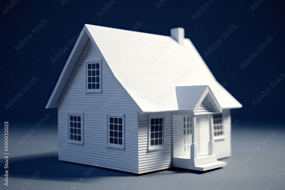 miniature white house model on a wooden table Generative AI miniature white house model on a wooden table Generative AI