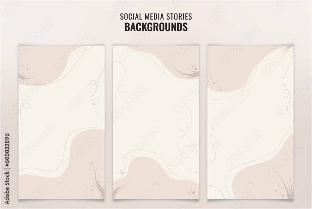 pack of vector backgrounds for social media minimalist abstract natural pastel stories - obrazy, fototapety, plakaty 