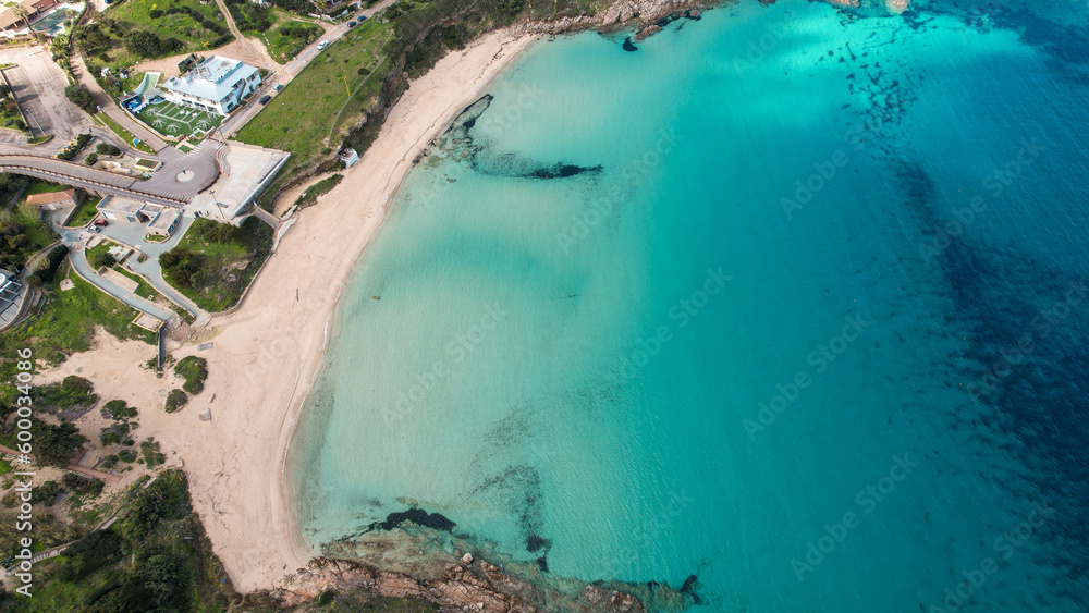 Santa Teresa Gallura is a town on the northern tip of Sardinia, on the Strait of Bonifacio, in the province of Sassari, Italy. Fhotographed from the  top with a drone