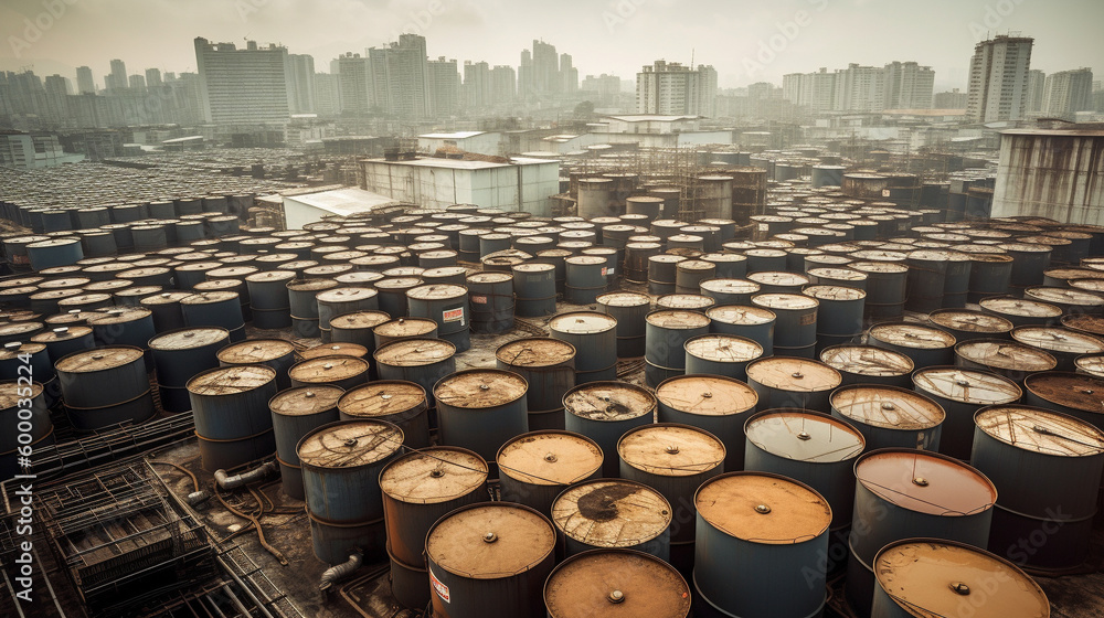Obraz premium view of the old city, industrial, industry, farmer, perfect, 2k, keys, fog, metal, vintage, office