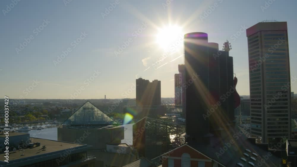 Aerial Shot Of Buildings In City Against Sky With Horizon In Background During Sunny Day - Baltimore, Maryland Aerial Shot Of Buildings In City Against Sky With Horizon In Background During Sunny Day - Baltimore, Maryland