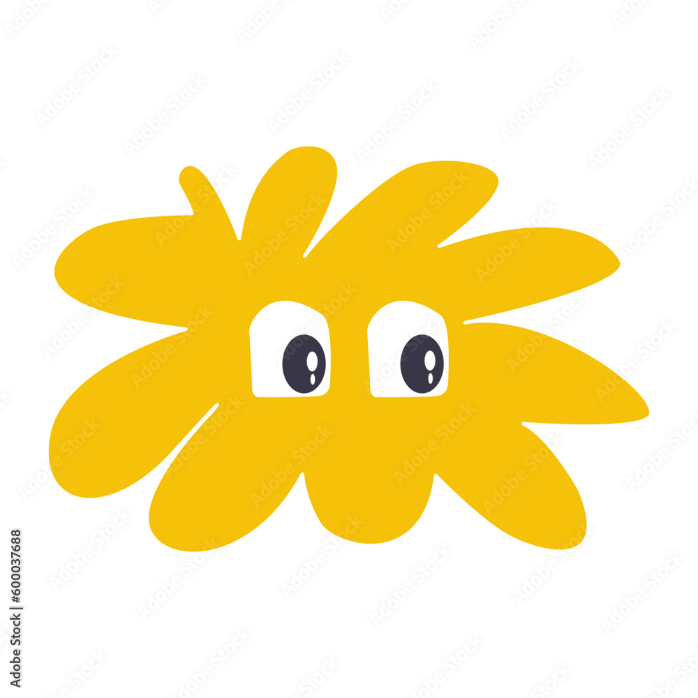 Yellow Star Cartoon Emoji Face Character  Two eye. Vector Illustration Isolated On White Background