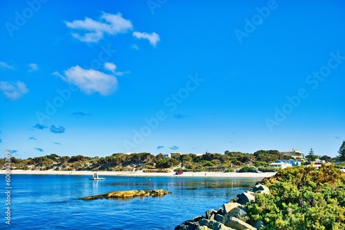 The beach at Hopetoun, a small, remote town on the south coast of Western Australia. Dunes, coastal vegetation and a small island. photo