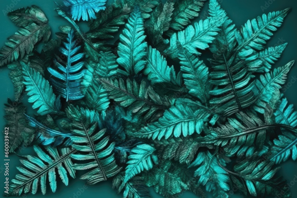 Fototapeta premium fresh green leaves arranged on a wooden table Generative AI