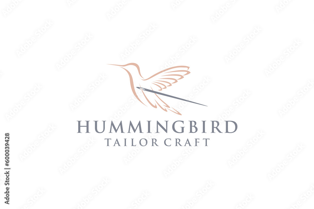 Humming bird logo design tailor sewing needle icon symbol element shape Humming bird logo design tailor sewing needle icon symbol element shape