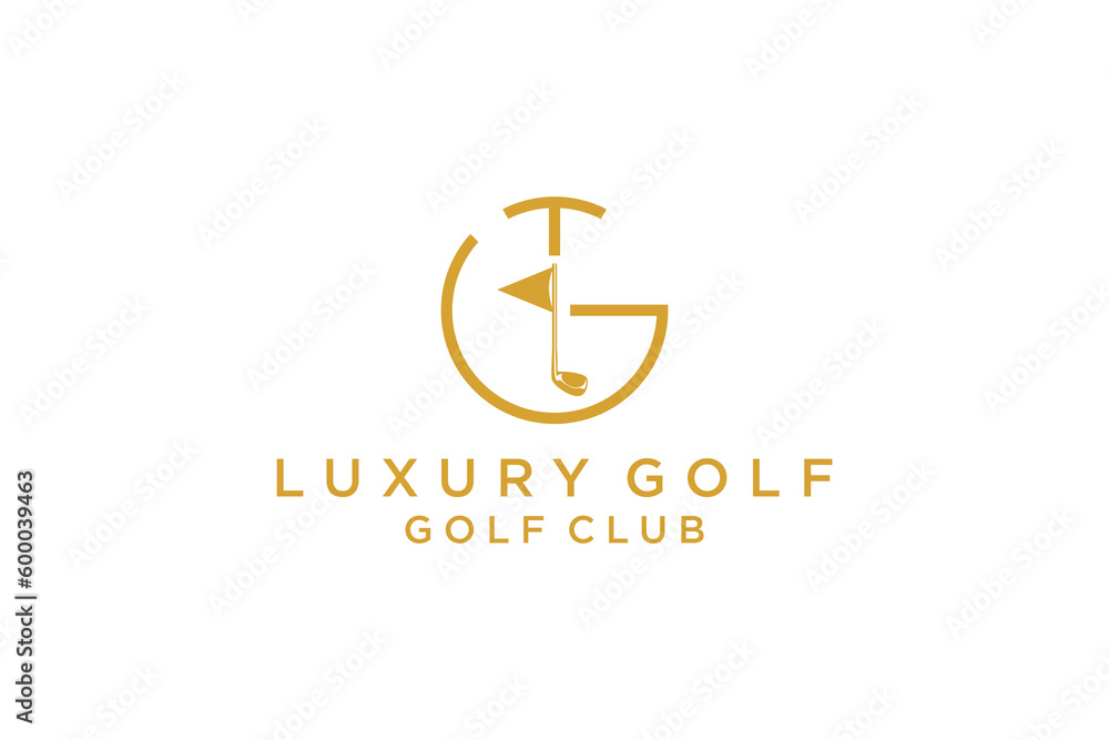 Golf logo design initial G letter golf flag element Golf logo design initial G letter golf flag element