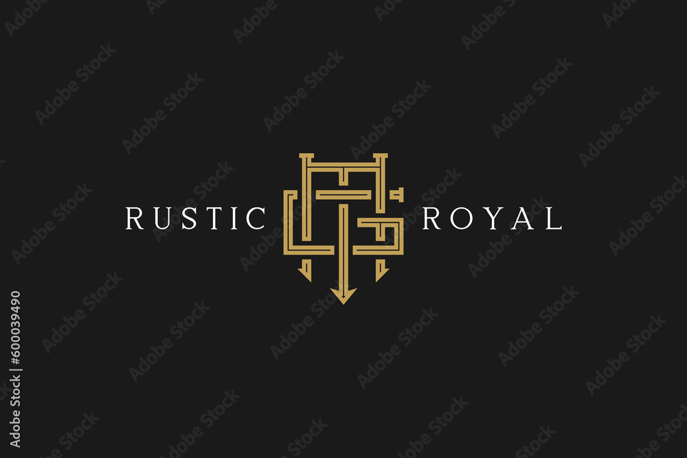Fototapeta premium MG initial letter logo design typography vintage classic