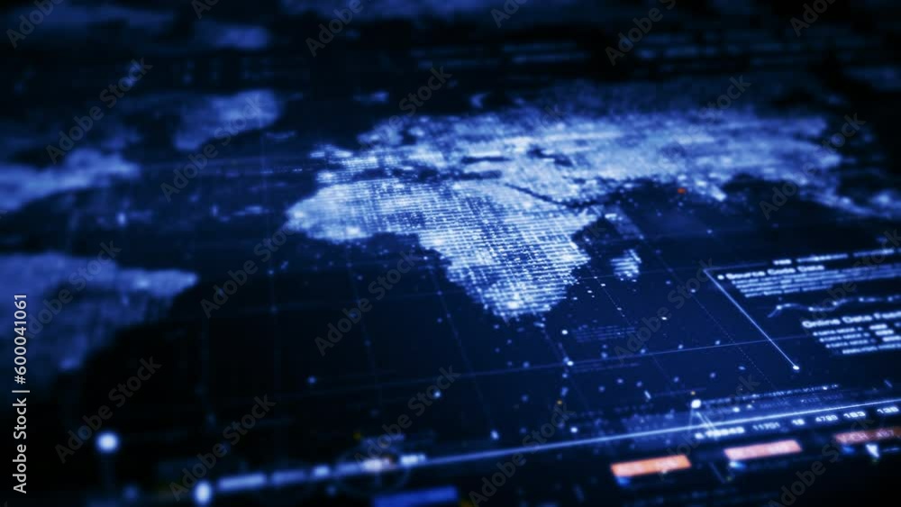 Futuristic data matrix, telemetry and encrypt numbers simulation display for head up display in cyber space abstract de-focus environment background Futuristic data matrix, telemetry and encrypt numbers simulation display for head up display in cyber space abstract de-focus environment background