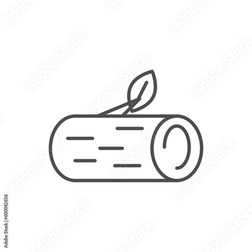 log related vector linear icon. Three wood log. Campfire wood. Firewood Vector outline illustration Isolated on white background. Editable stroke