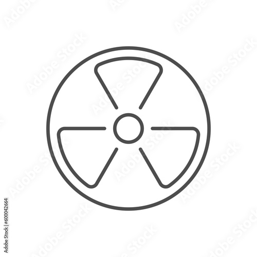 Radiation sign related vector linear icon. Nuclear energy icon. Atomic power. Radioactive danger. Vector outline illustration Isolated on white background. Editable stroke