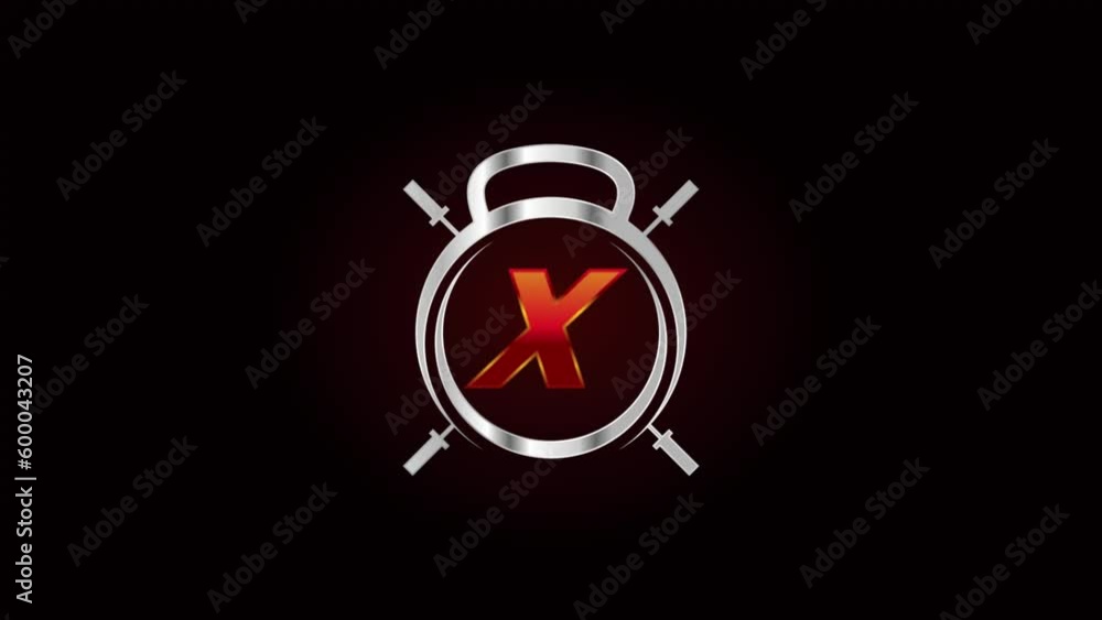 English alphabet X with gym and fitness sign logo video animation English alphabet X with gym and fitness sign logo video animation