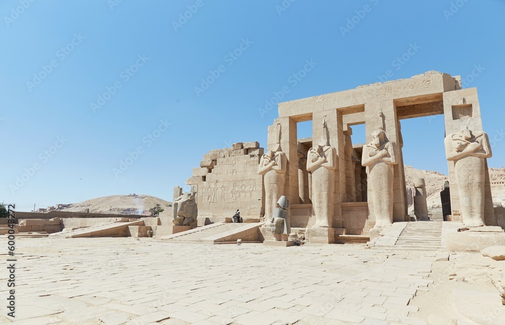 Obraz premium The Ramesseum, the Mortuary Temple of Ramesses II, one of Ancient Egypt's Most Dominant Kings