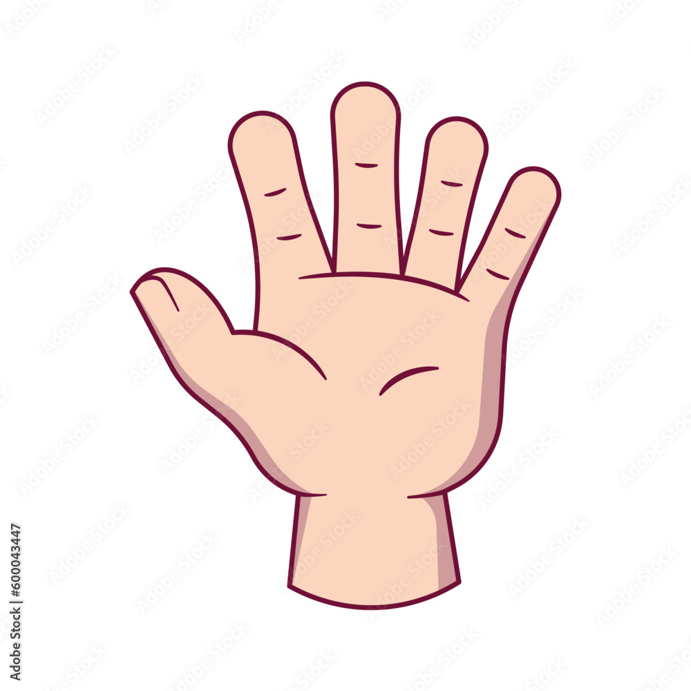 Five finger hand illustration on white background Five finger hand illustration on white background