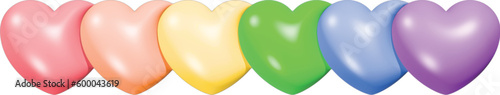 Rainbow heart shaped balloons, Rainbow heart 3d