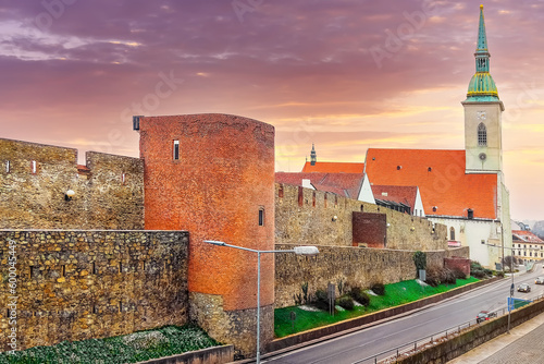 Canvas Print St. Martin Cathedral and old city wall in Bratislava, Slovakia