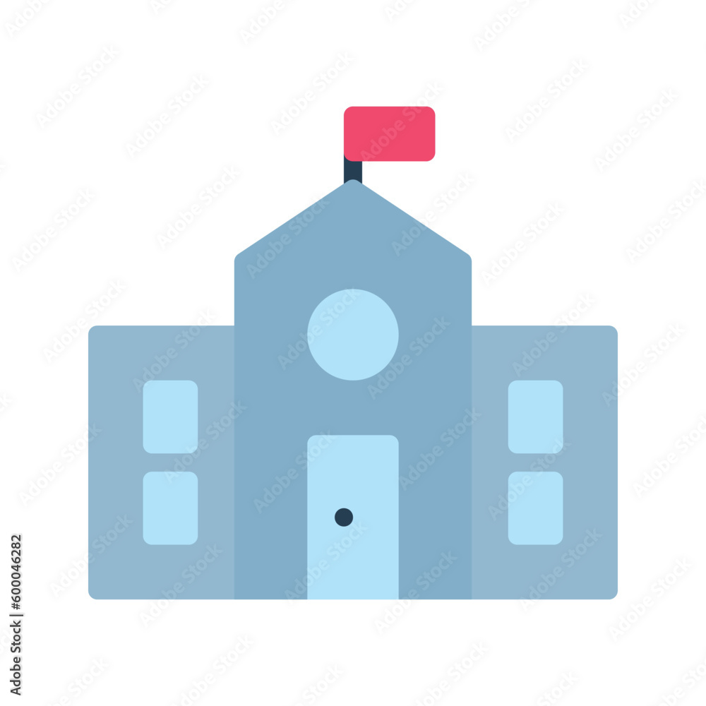 Illustration vector graphic icon of School. Flat Style Icon. Education Themed Icon. Vector illustration isolated on white background. Perfect for website or application design. Illustration vector graphic icon of School. Flat Style Icon. Education Themed Icon. Vector illustration isolated on white background. Perfect for website or application design.