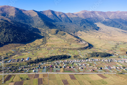 Photos Aerial view of Fioletovo village on sunny summer day