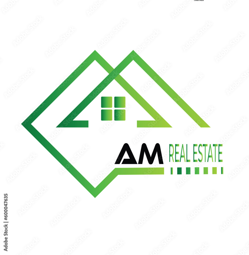 AM real estate logo design template AM home or house letter logo