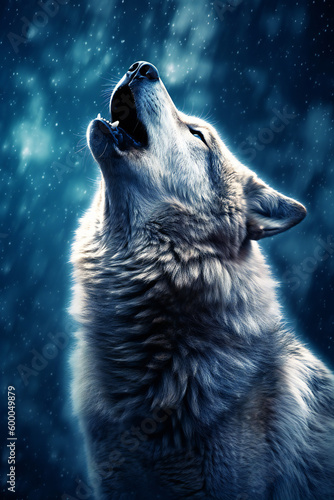 Wolf howling at the moon