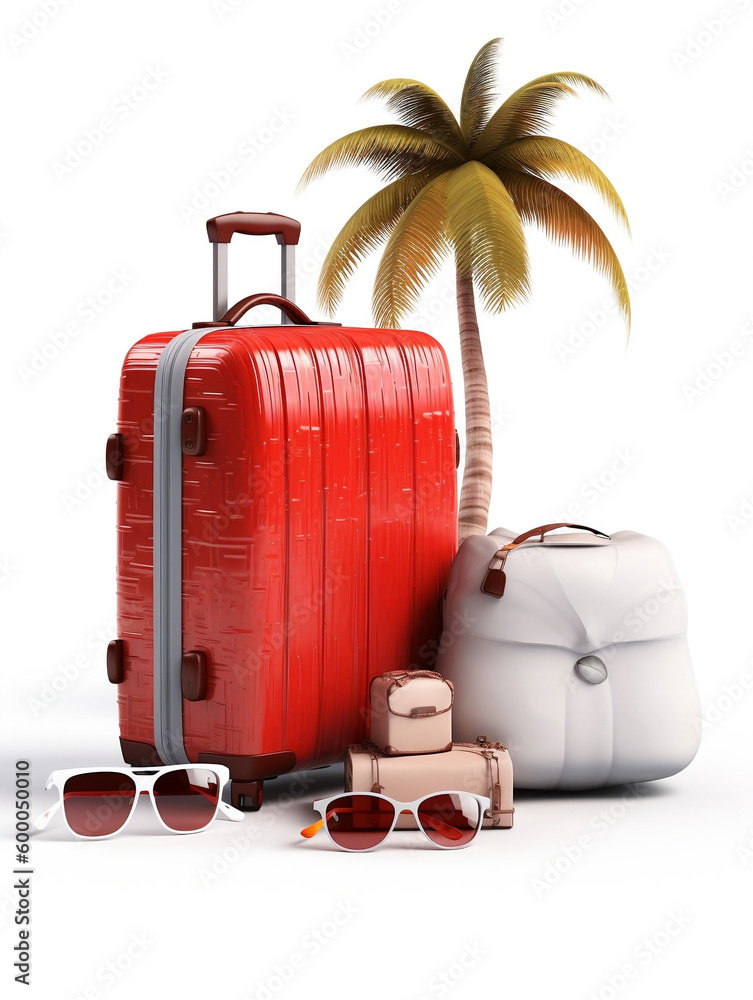 Travel Luggage, Lifestyle, Beach, Vacation, Trip, Traveller, Adventure, World Tour, World Travel, Relaxation, Traveling World, Map, Coconut trees