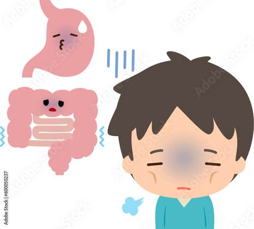 胃腸の調子が悪く元気がない男性