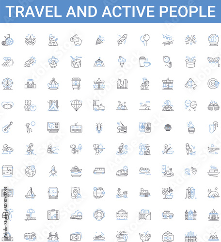 Canvas-taulu Travel and active people outline icons collection